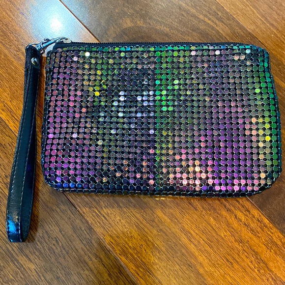 Express multi color metal mesh wristlet